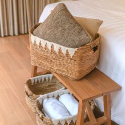 Alternative view of Opbergmand met katoendecor PISANG Decoratieve mand handgeweven van bananenvezel