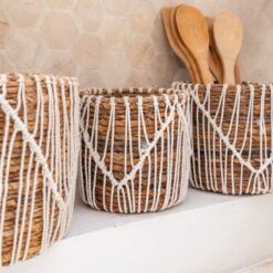 Alternative view of Small Seagrass Basket ORIS | Round Flower Basket | Woven Boho Basket | Plant Basket | Planter | Macrame Basket