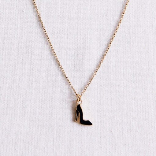 Fijne ketting met pompje - zwart