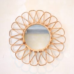 Alternative view of Kleine rotan spiegel 38 cm handgemaakte Boho wandspiegel DAAU wanddecoratie ronde spiegel decoratieve spiegel