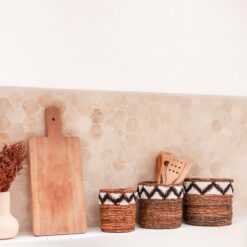 Alternative view of Kleine Mand Rond voor Planten of als Opbergmand | Geweven Boho Mand SADARA met Macrame Patroon
