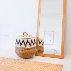 Alternative view of Wasmand met deksel – Boho Wasmand Rond – Grote Boho Mand – Geweven Mand met Katoenpatroon PALEM (3 maten Ø33/43/55cm)