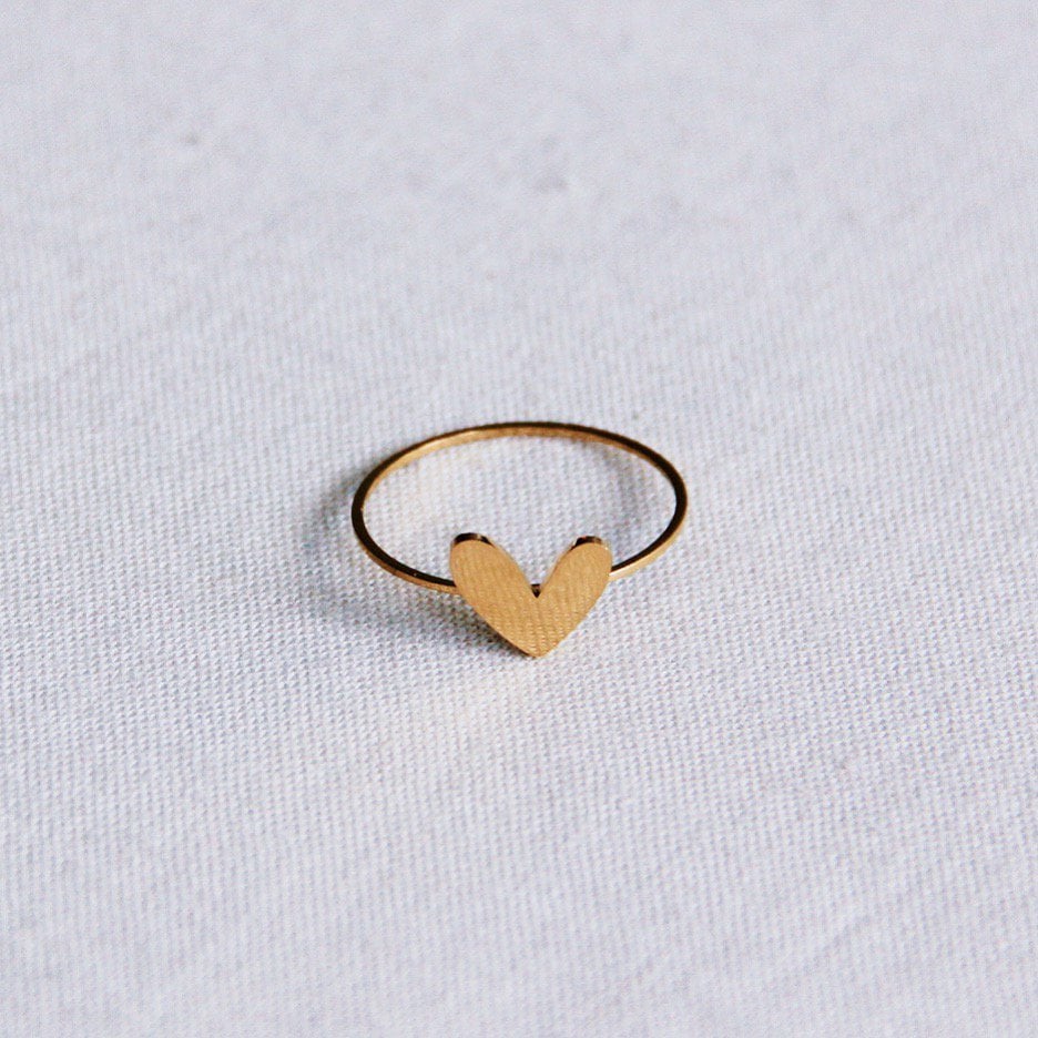 RVS minimalistische ring met hartje - goud