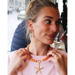 Alternative view of Natuurlijke stenen kralen ketting xl - oranje