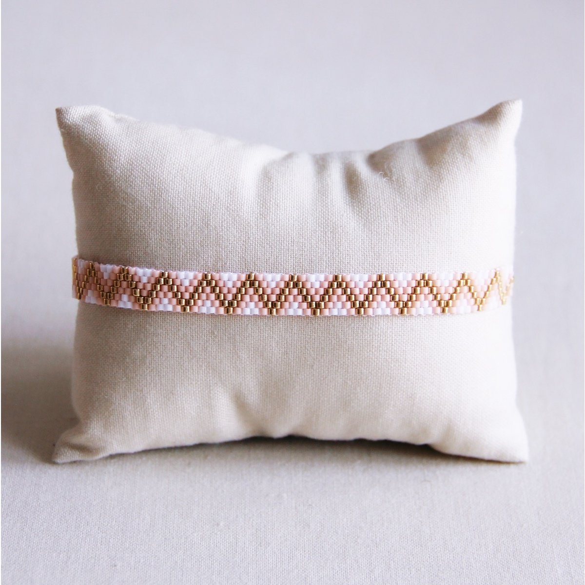 Weven Bracelet Zigzag - Wit/naakt