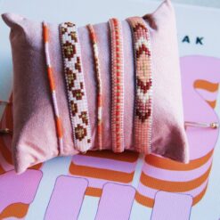 Alternative view of Weefarmband met luipaardprint - cognac/perzik