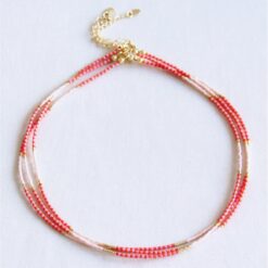 Alternative view of Kralen ketting oranje/roze/naakt