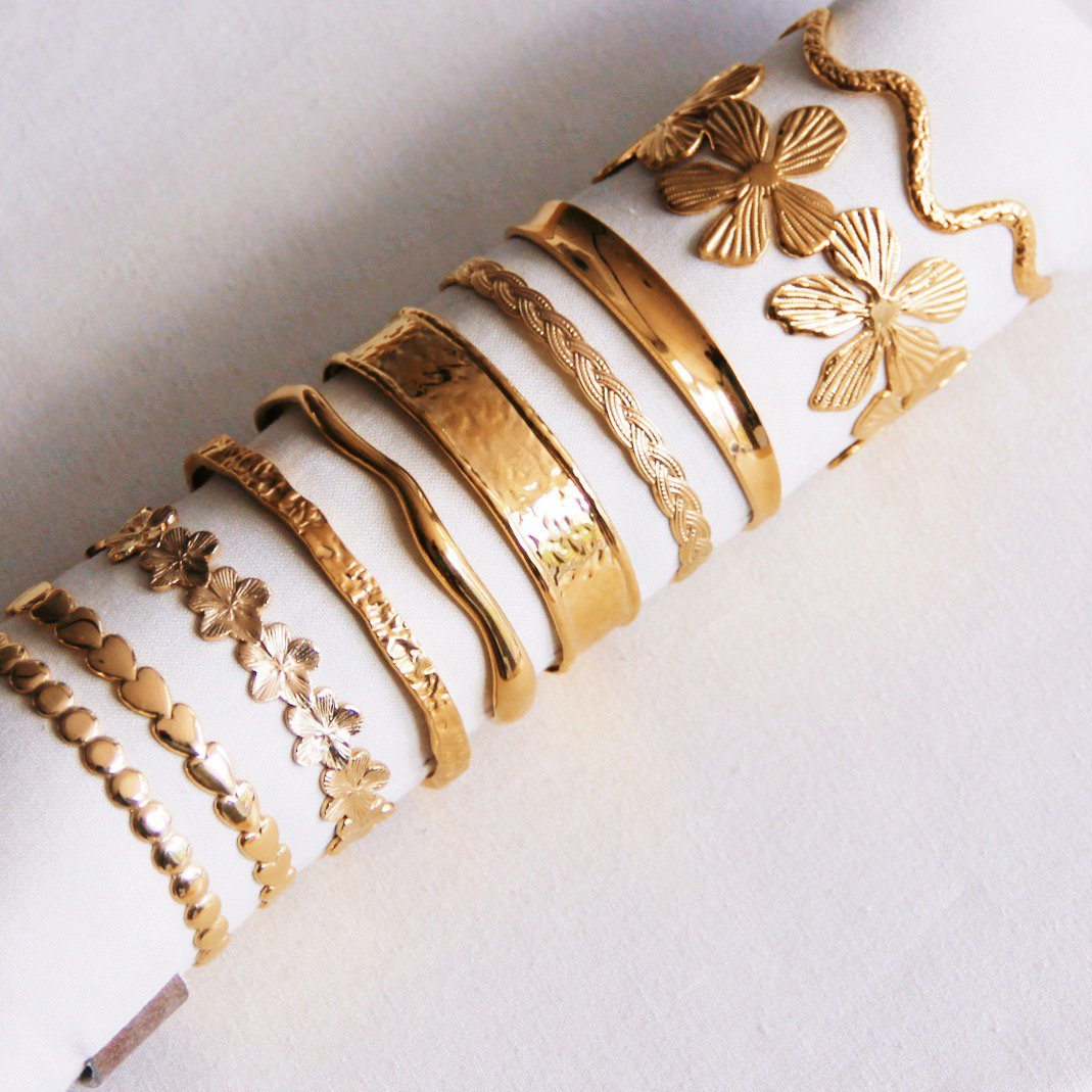 Bangle breed uitlopend - goud - Afbeelding 4