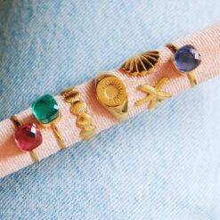 Alternative view of Stalen ring met fantasieprint - goud