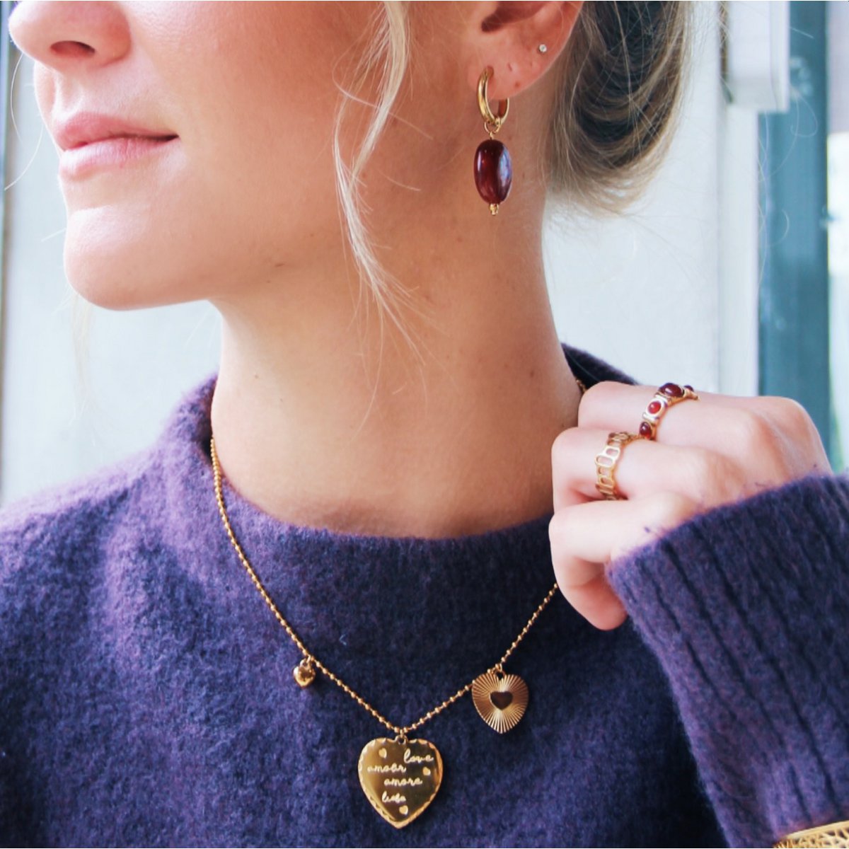 Ballchain bedelketting met 3 hartjes - Afbeelding 2