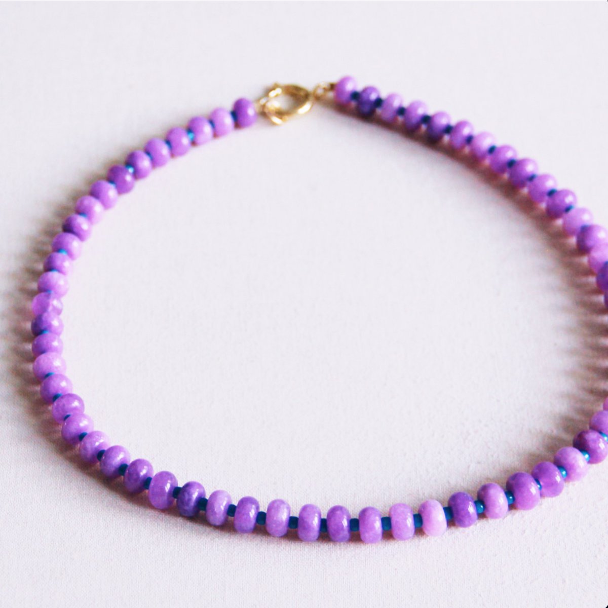 Natural Stone Donut Bead ketting - Paars/blauw