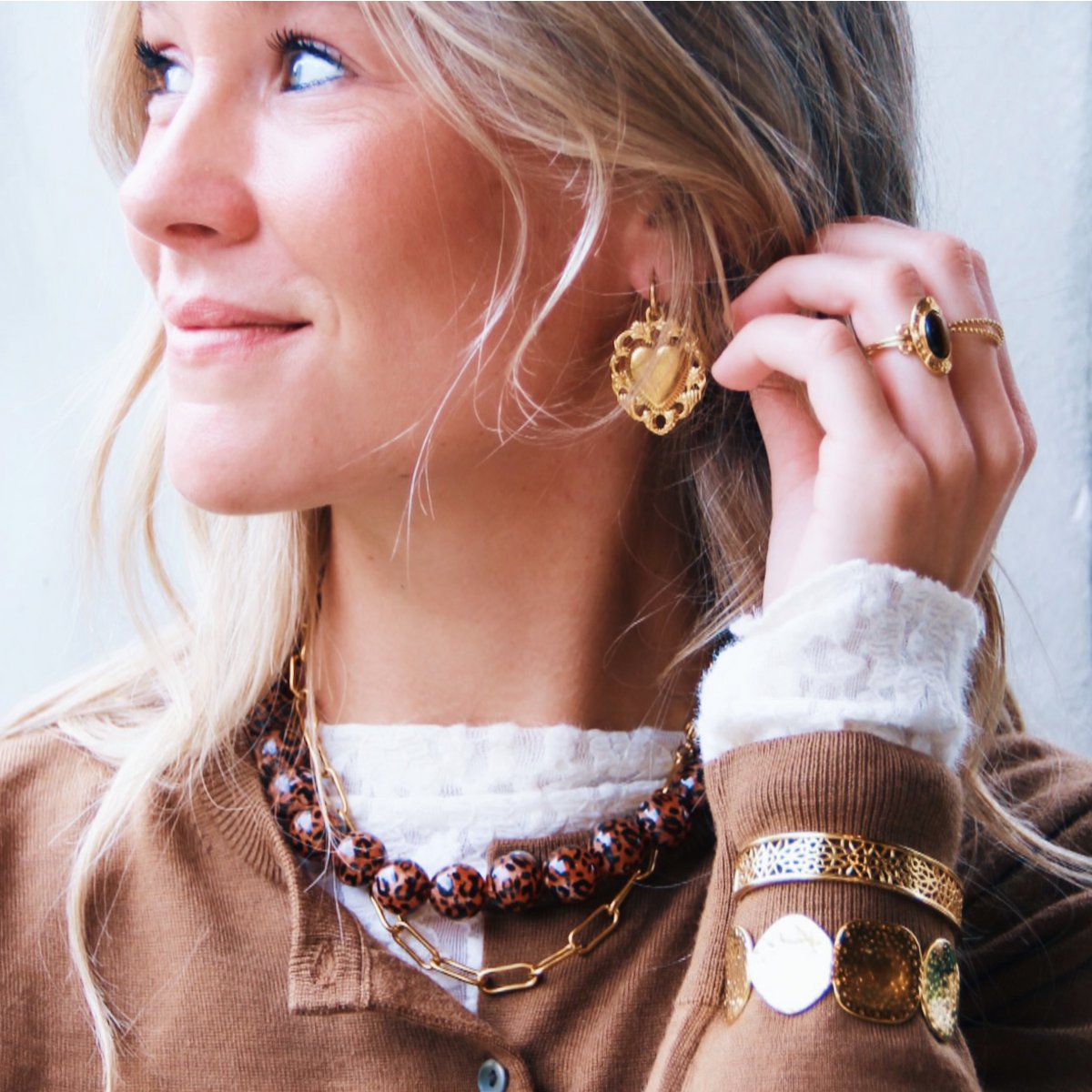 Resin kralen ketting xl - luipaardprint - Afbeelding 2