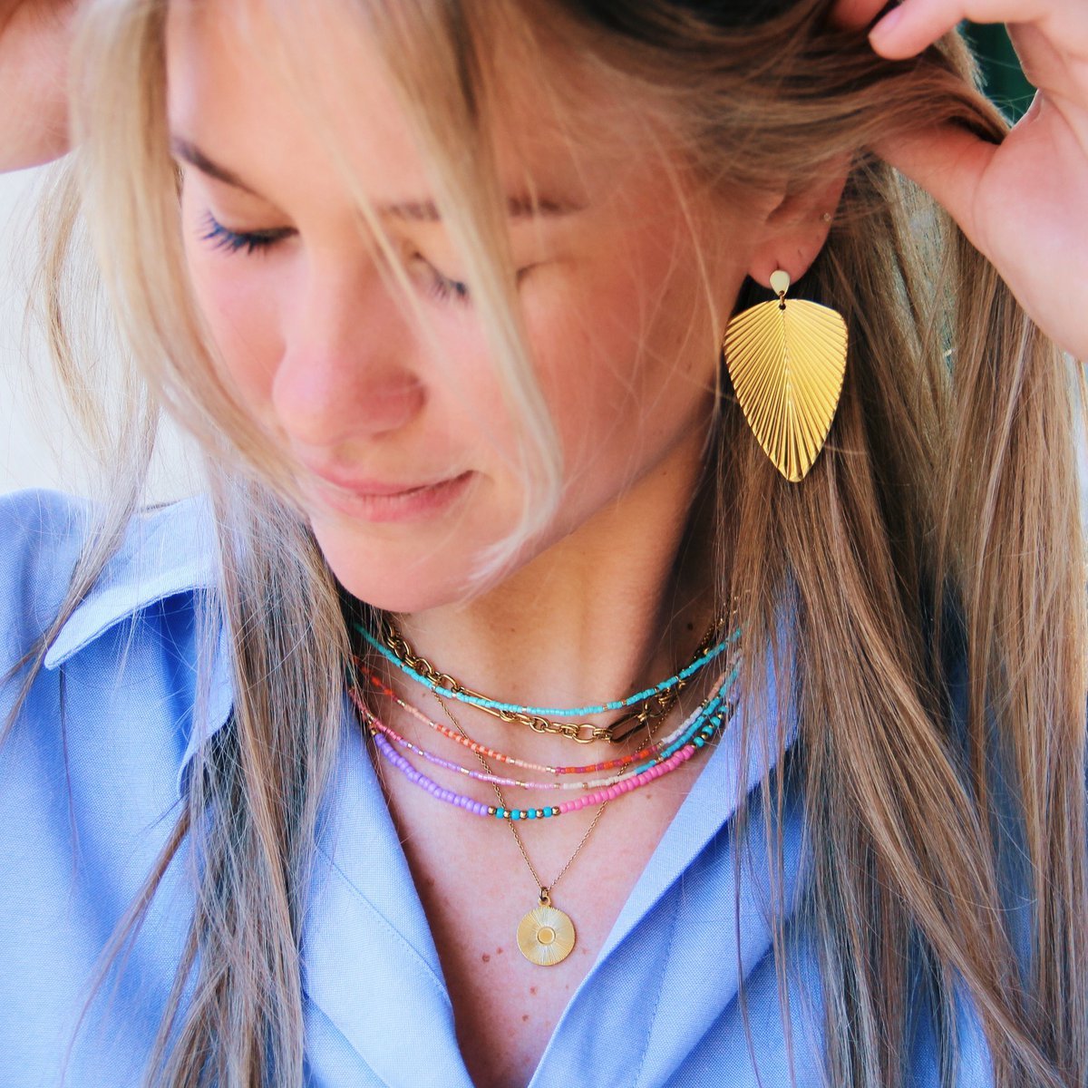 Kralen ketting roze/borderladen/naakt - Afbeelding 2