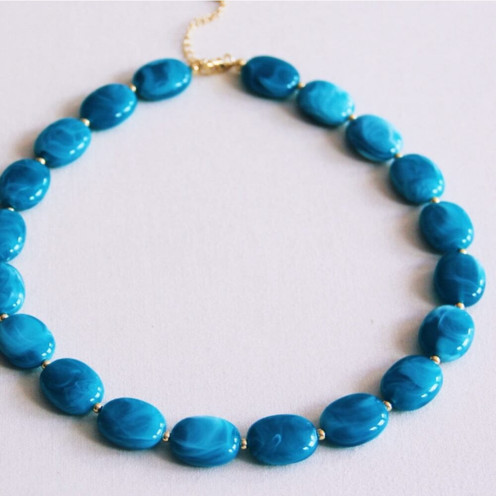 Xl ovale kraal ketting - smaragd