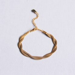 SA860 - Roestvrijstalen gevlochten slangenarmband - goud