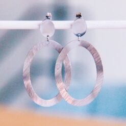 Statement oorbel grote ovale ring - zilver
