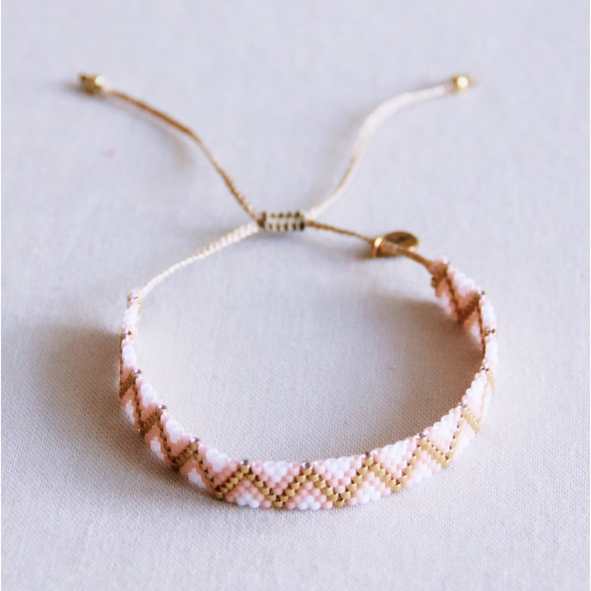 Weven Bracelet Zigzag - Wit/naakt - Afbeelding 2