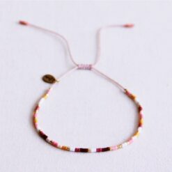 Miyuki armbandmix - roze/oranje/naakt/cognac
