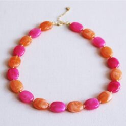 Xl ovale ketting ketting - oranje/lichtroze