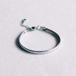 SA812 - Stalen platte armband gestreept - zilver