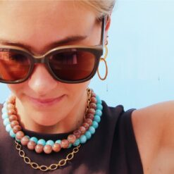 Alternative view of Natuurlijke stenen kralenketting xl - bruin