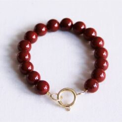 Natuursteen kralen armband xl - bordeaux