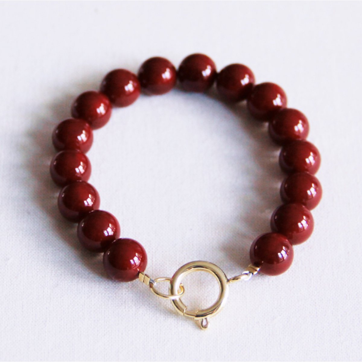 Natuursteen kralen armband xl - bordeaux