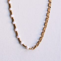 Alternative view of Grove schakelketting met parels