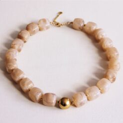 XL Square Bead ketting - Beige