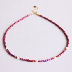Kralen ketting met parels - rood/paars