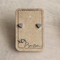 OS431 - Edelstalen oorstekers hartje - zilver