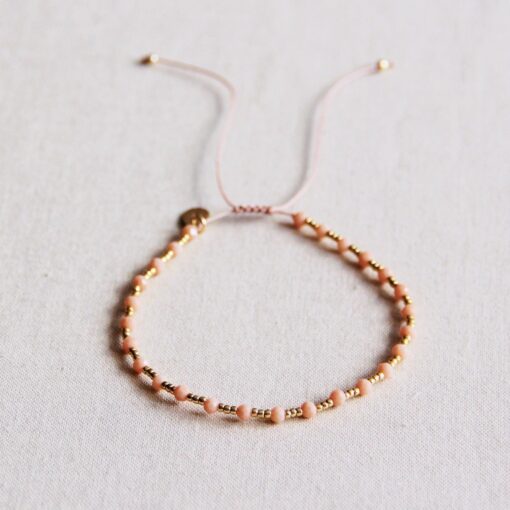 Edelsteen armband met vergulde miyuki – perzik