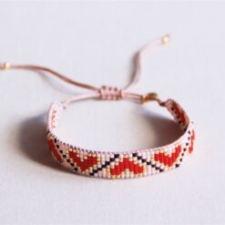 Alternative view of Hartpatroon geweven armband - rood/bruin
