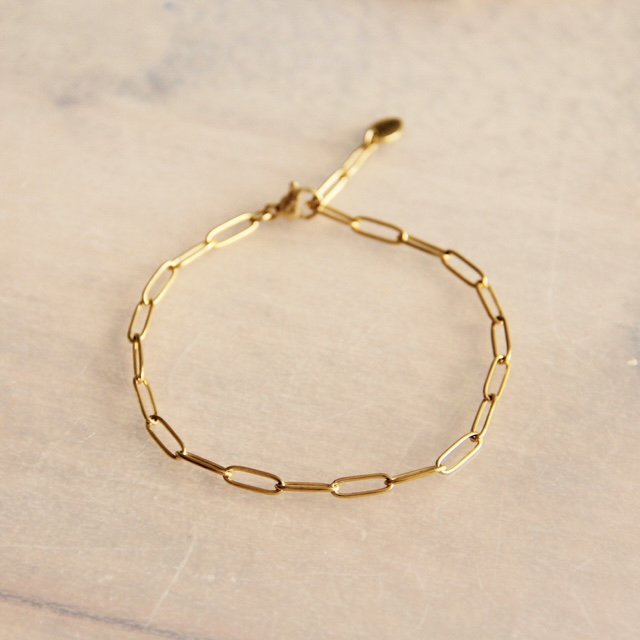 SA808 - Stalen armband met D-ketting - goud - Afbeelding 2