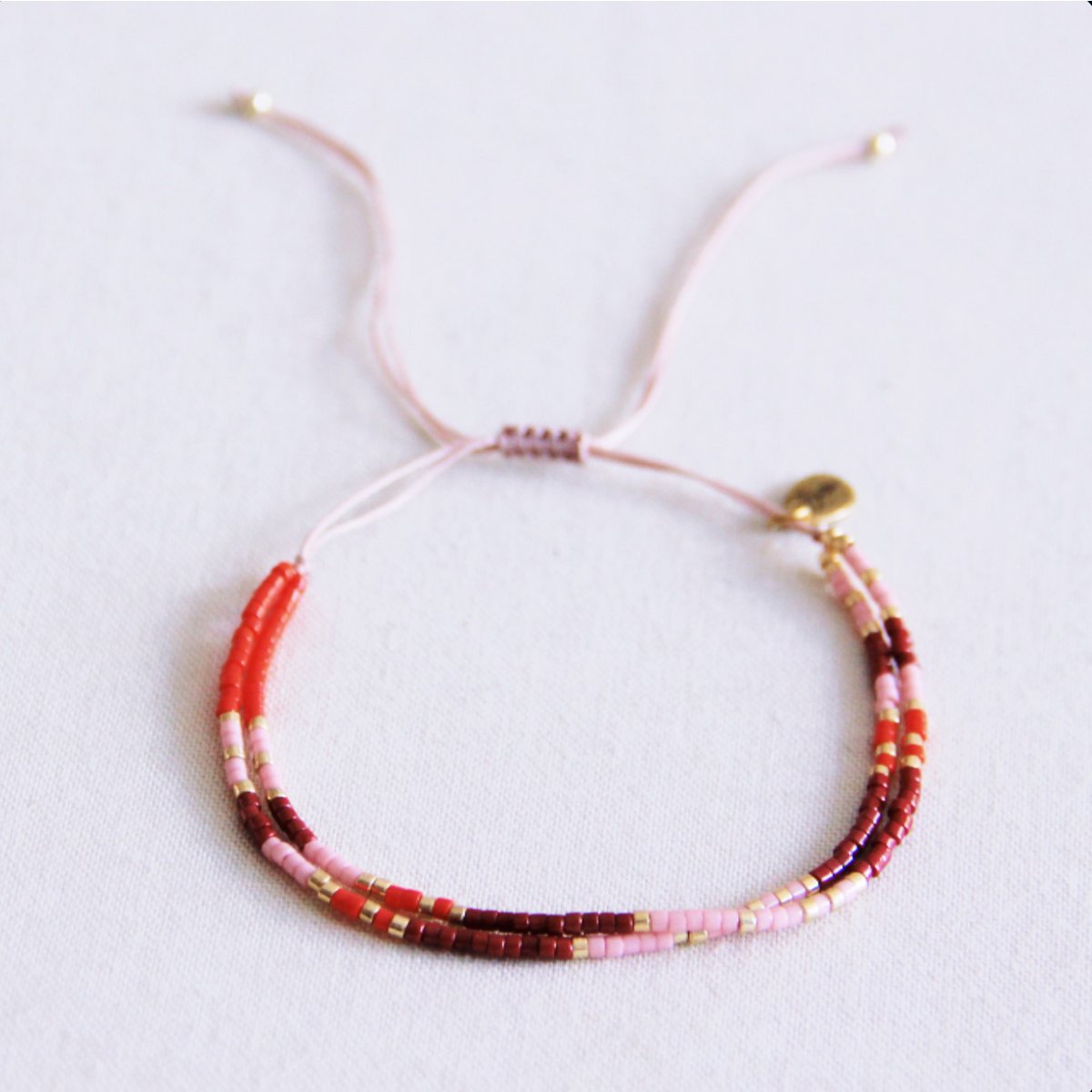 Dubbele Miyuki -armband - rood/lila/bordeaux