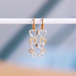 Roestvrijstalen oorringen met glitterhartjes