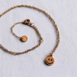 Alternative view of Edelstalen fijne ketting met smiley - goud