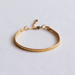SA811 - Stalen platte armband gestreept - goud