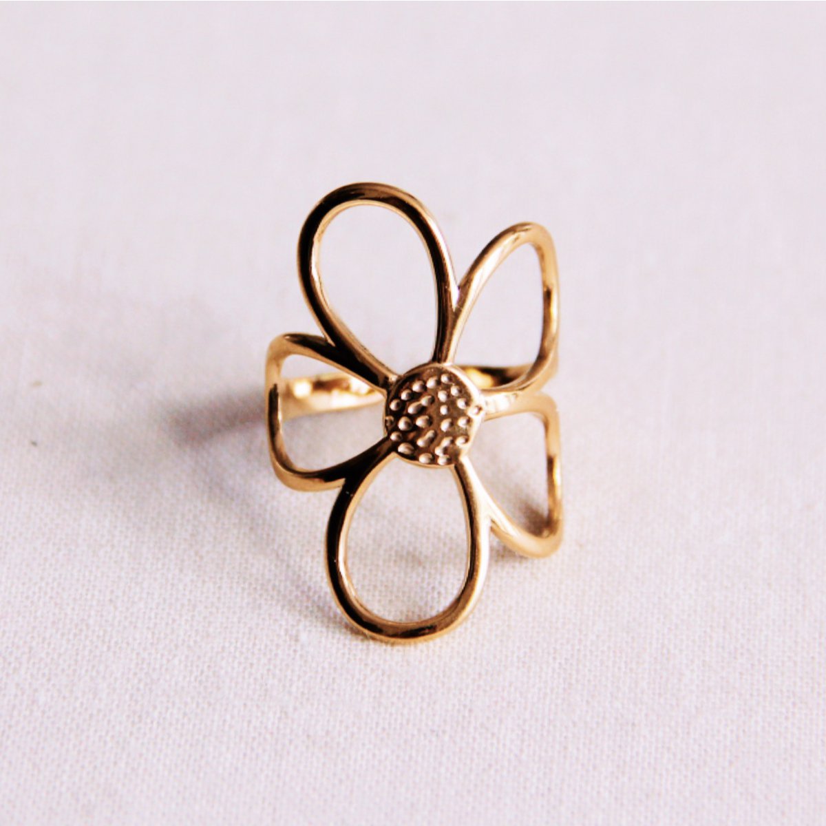 Staal verstelbare ring met bloem XL