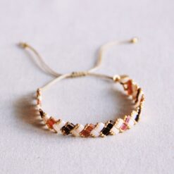 Gevlochten Tila Bead -armband - Naaktkleuren