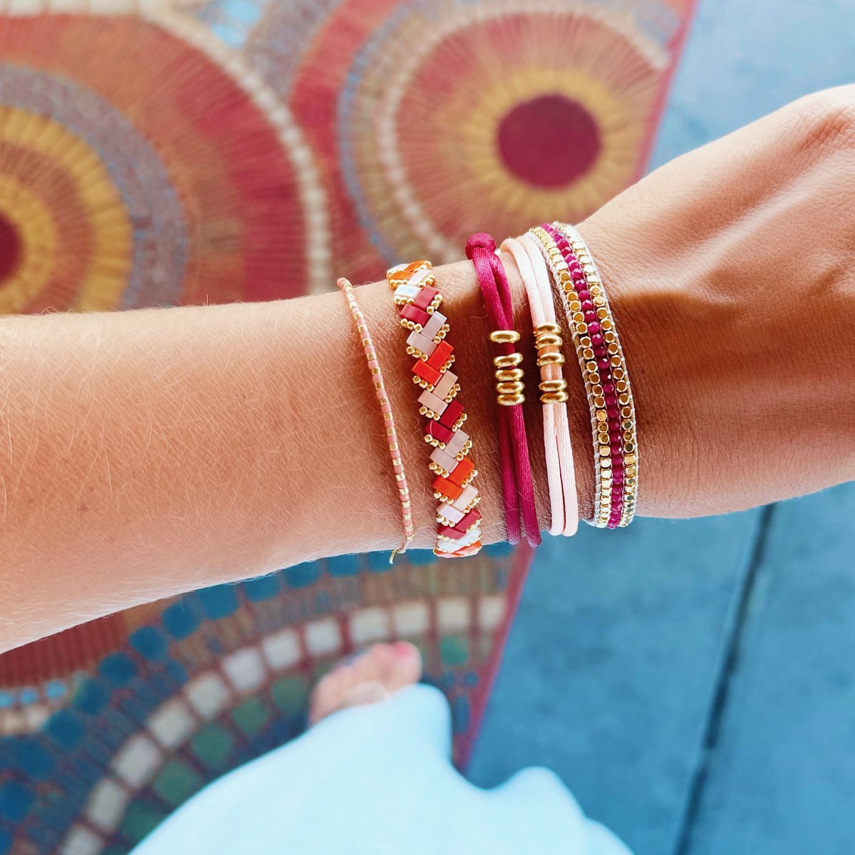 Gevlochten Tila Bead -armband - Naaktkleuren - Afbeelding 3