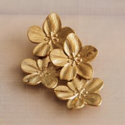 Alternative view of RVS statement oorbel 2 bloemen - goud