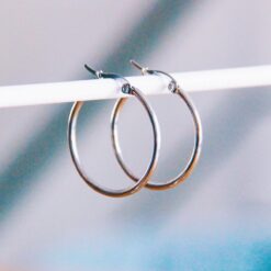 Alternative view of Stainless steel creole 30mm "basic" - silver