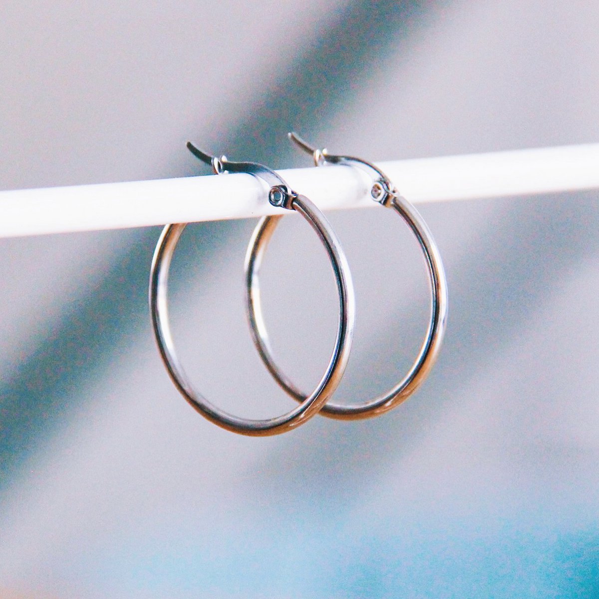 Stainless steel creole 30mm "basic" - silver - Afbeelding 2