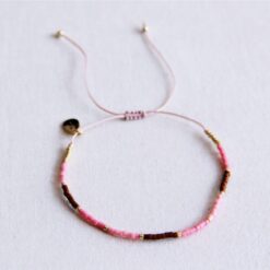 Miyuki armband kleurblokkering - roze/cognac/lichtroze