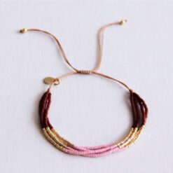 Viervoudige Miyuki -armband - Bruin/lila/Gold Permated