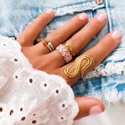 Alternative view of RVS statement 'curve' XL ring - goud