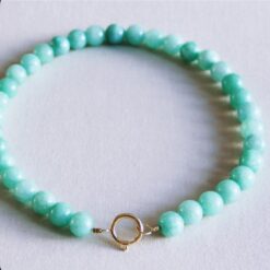 Natuurlijke stenen kralenketting xl - oud groen