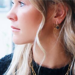 Alternative view of RVS oorringen met ovale sterdouche - zwart