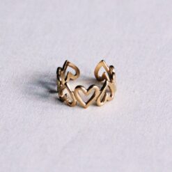 RVS verstelbare ring met hart β goud